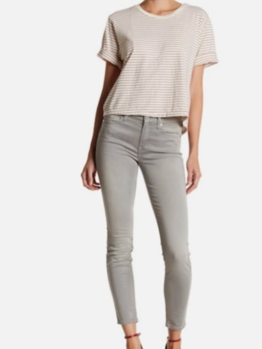 7 For All Mankind The Angle Skinny Jean Size 27 Light Grey